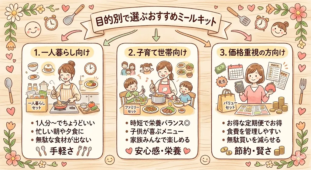 目的別で選ぶおすすめミールキット
